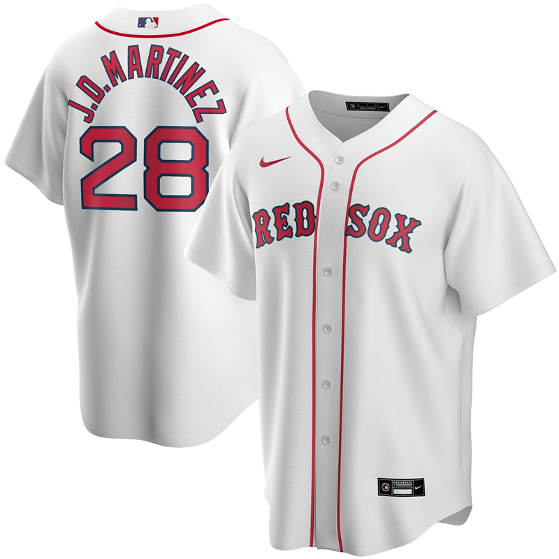 2020 MLB Men Boston Red Sox #28 J.D. Martinez Nike White Home 2020 Replica Player Jersey 1->boston red sox->MLB Jersey